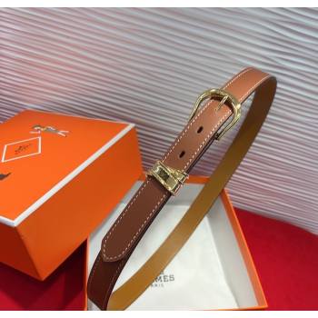 Hermes Ecuyere Leather Belt 2.4cm Brown/Gold 2025 0617 (99-250617096)