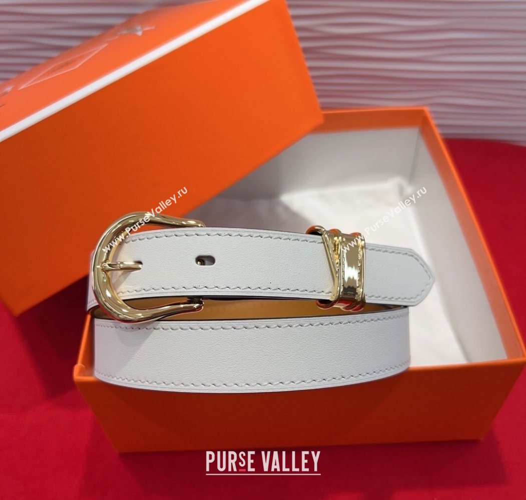 Hermes Ecuyere Leather Belt 2.4cm White/Gold 2025 0617 (99-250617097)