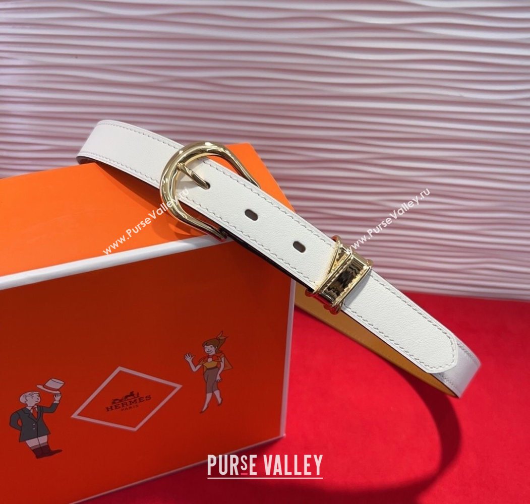 Hermes Ecuyere Leather Belt 2.4cm White/Gold 2025 0617 (99-250617097)
