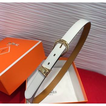Hermes Ecuyere Leather Belt 2.4cm White/Gold 2025 0617 (99-250617097)