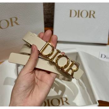 Dior Smooth Calfskin Belt 2cm with DIOR Buckle White/Gold 2025 0617 (99-250617151)