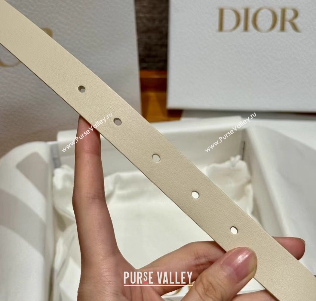 Dior Smooth Calfskin Belt 2cm with DIOR Buckle White/Gold 2025 0617 (99-250617151)