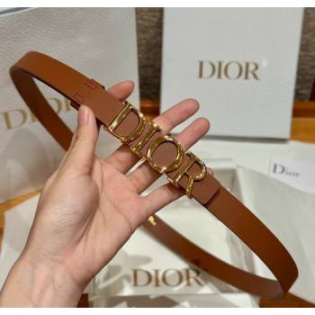 Dior Smooth Calfskin Belt 2cm with DIOR Buckle Brown/Gold 2025 0617 (99-250617152)