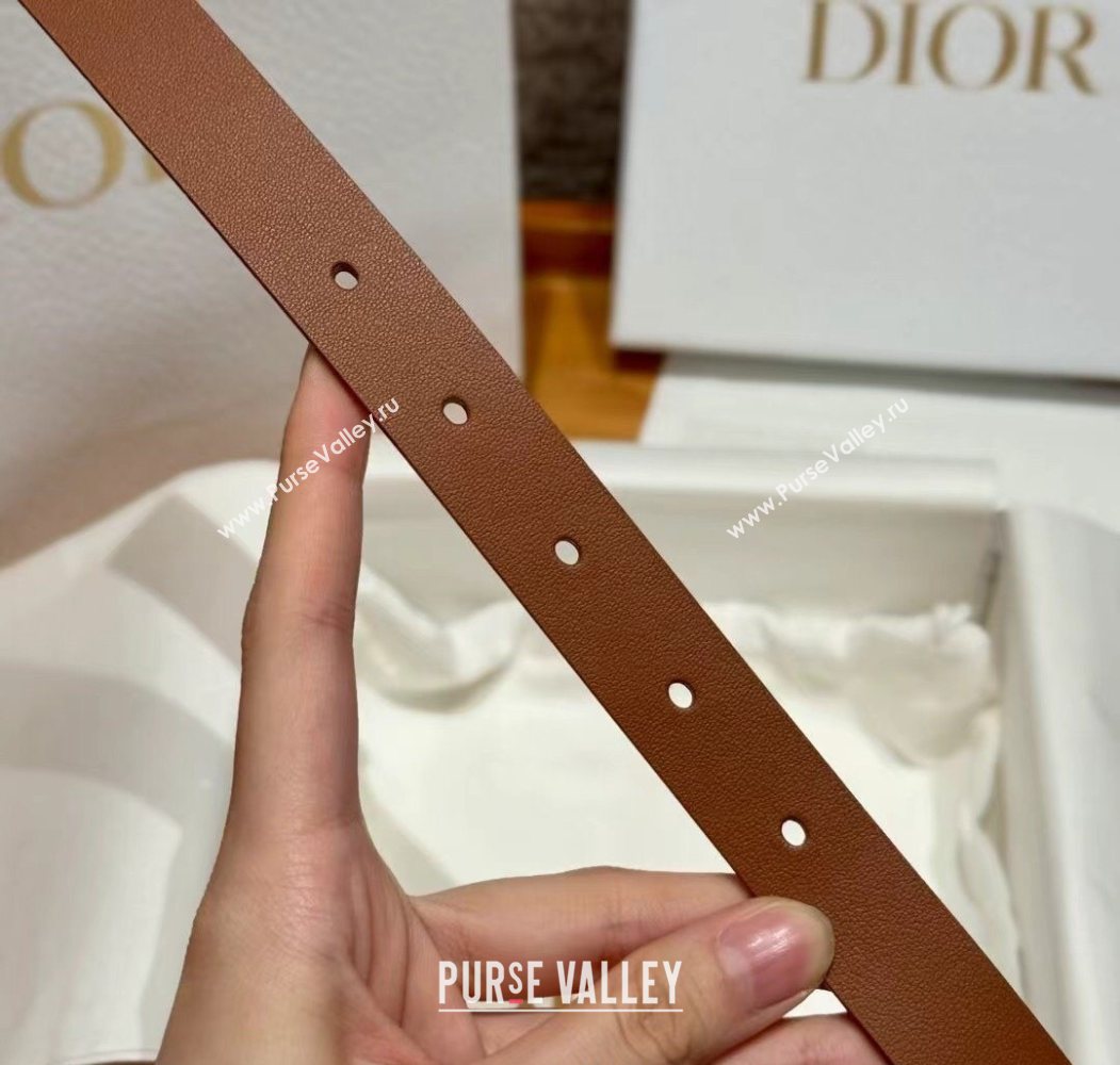 Dior Smooth Calfskin Belt 2cm with DIOR Buckle Brown/Gold 2025 0617 (99-250617152)