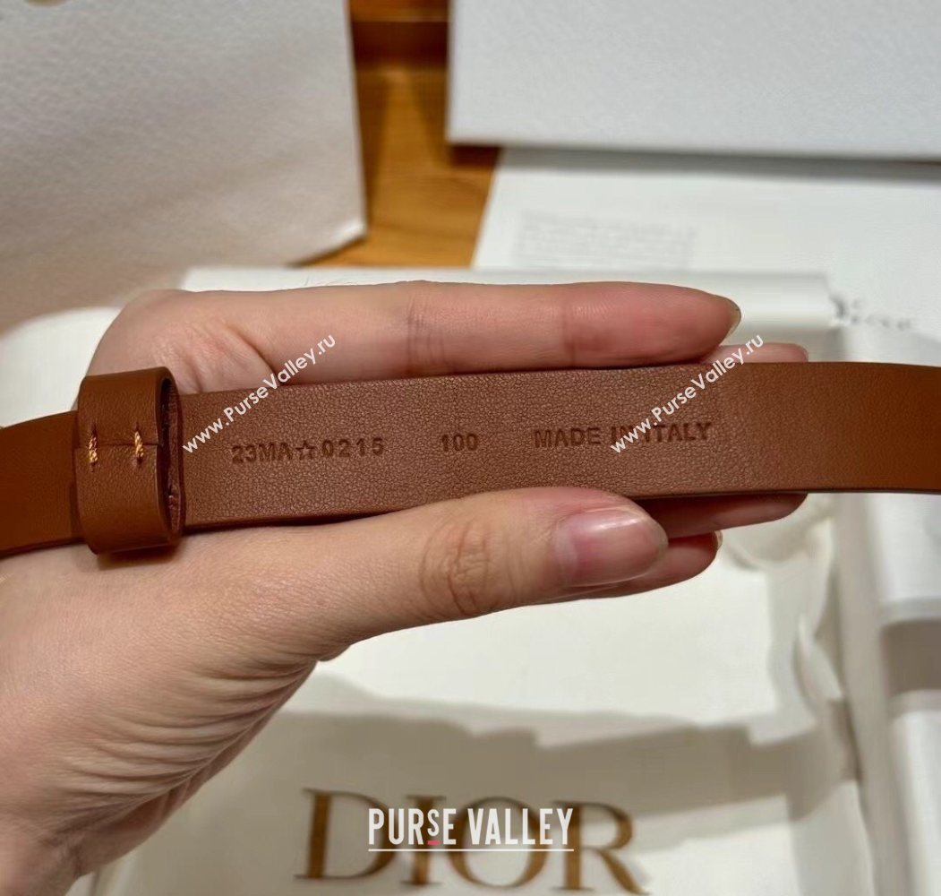 Dior Smooth Calfskin Belt 2cm with DIOR Buckle Brown/Gold 2025 0617 (99-250617152)