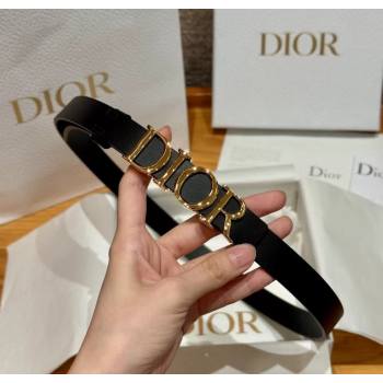 Dior Smooth Calfskin Belt 2cm with DIOR Buckle Black/Gold 2025 0617 (99-250617153)