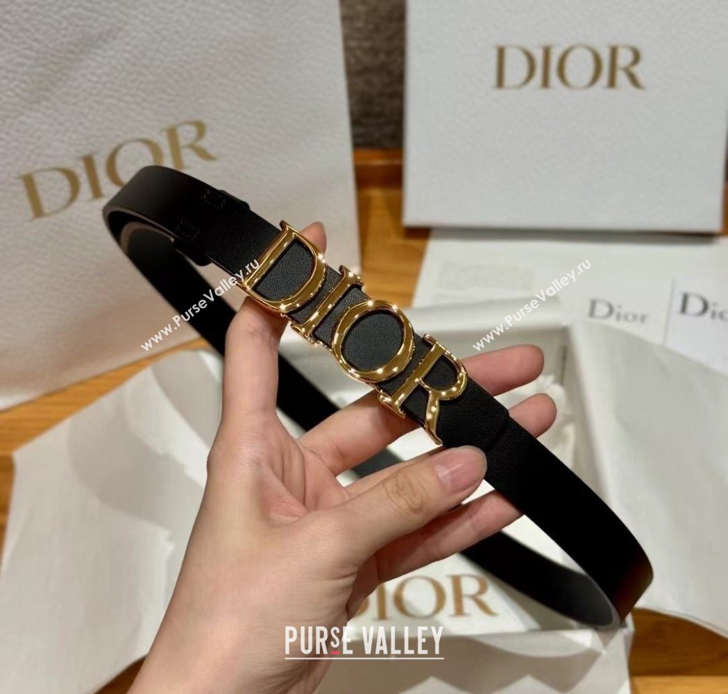 Dior Smooth Calfskin Belt 2cm with DIOR Buckle Black/Gold 2025 0617 (99-250617153)