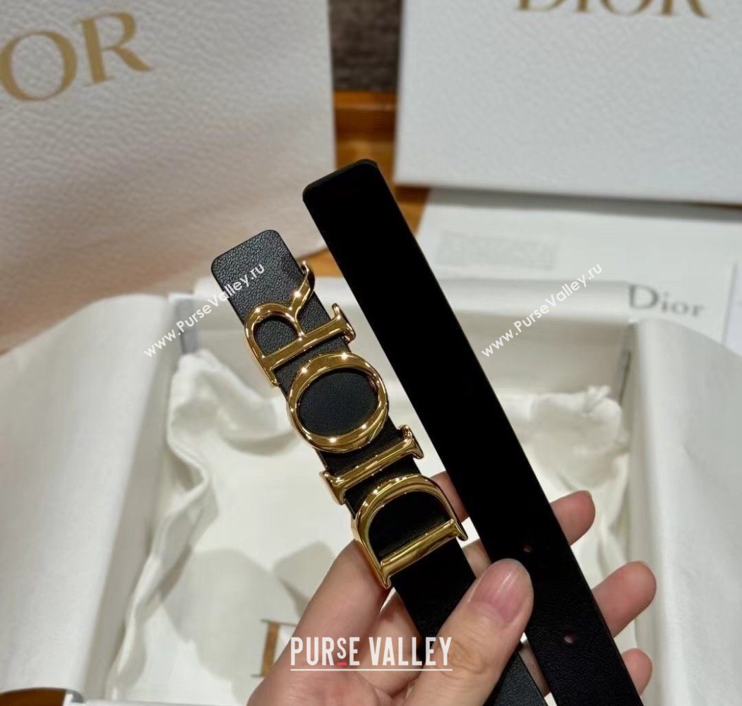 Dior Smooth Calfskin Belt 2cm with DIOR Buckle Black/Gold 2025 0617 (99-250617153)