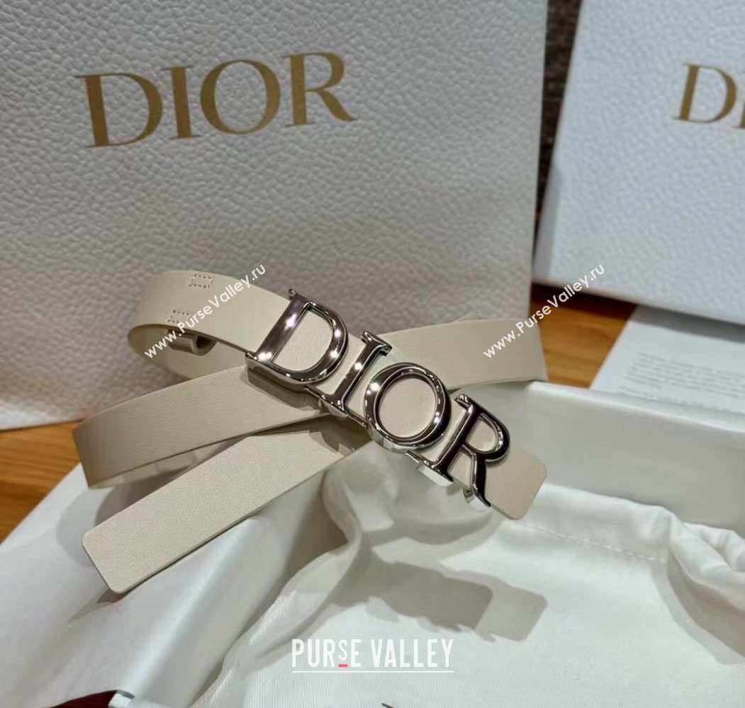 Dior Smooth Calfskin Belt 2cm with DIOR Buckle White/Silver 2025 0617 (99-250617154)