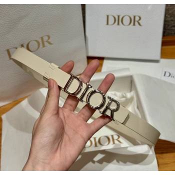 Dior Smooth Calfskin Belt 2cm with DIOR Buckle White/Silver 2025 0617 (99-250617154)