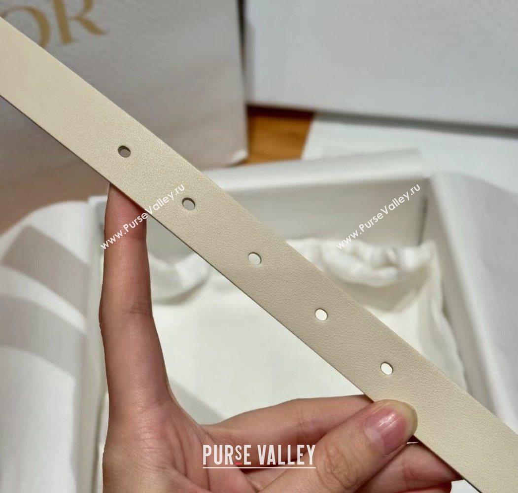 Dior Smooth Calfskin Belt 2cm with DIOR Buckle White/Silver 2025 0617 (99-250617154)