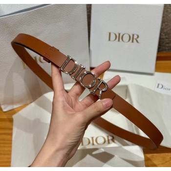 Dior Smooth Calfskin Belt 2cm with DIOR Buckle Brown/Silver 2025 0617 (99-250617155)