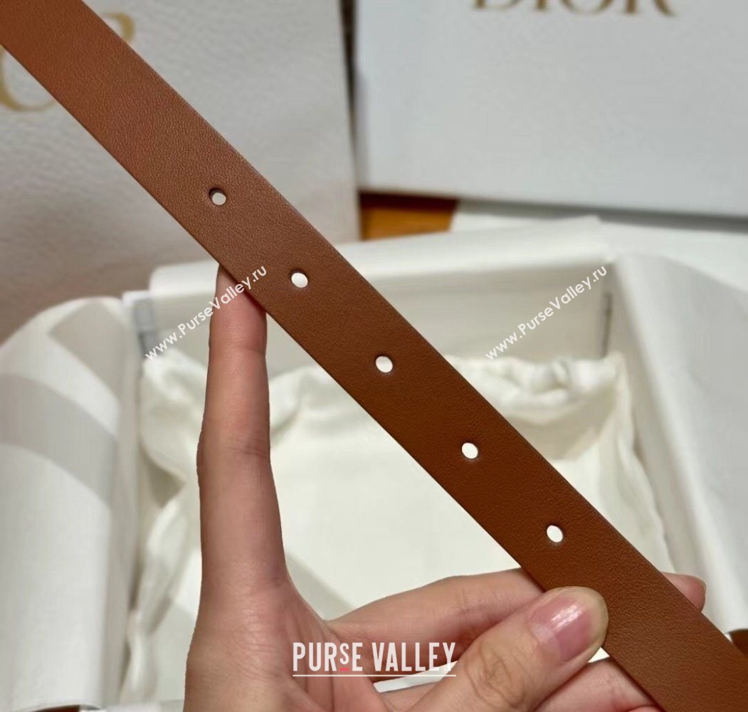 Dior Smooth Calfskin Belt 2cm with DIOR Buckle Brown/Silver 2025 0617 (99-250617155)