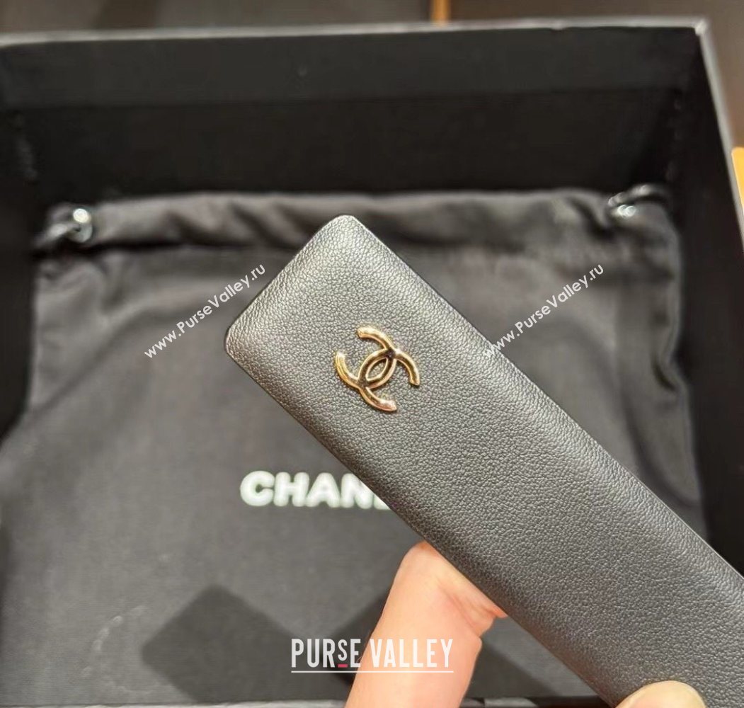 Chanel Calfskin Belt 3cm with Chain and Pin Buckle Black Leather 2025 AAA600 (99-250617140)