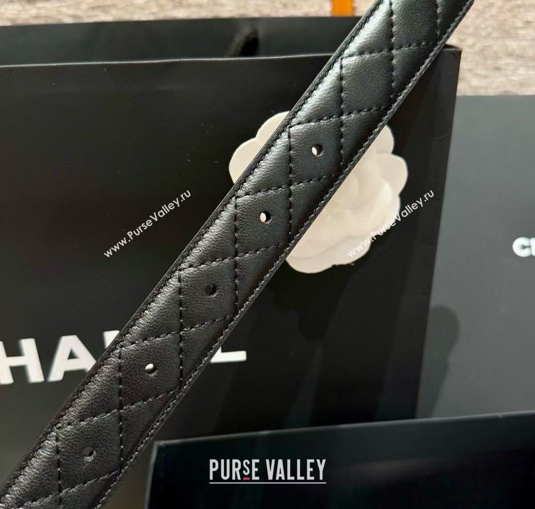 Chanel Black Lambskin Belt 3cm with Gunmetal Chain CC Buckle 2025 0617 (99-250617148)
