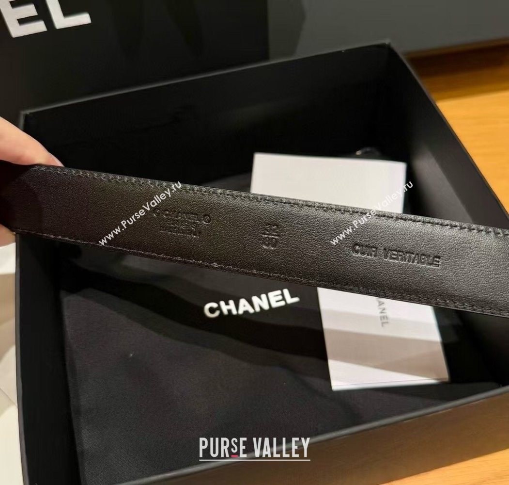 Chanel Black Lambskin Belt 3cm with Gunmetal Chain CC Buckle 2025 0617 (99-250617148)