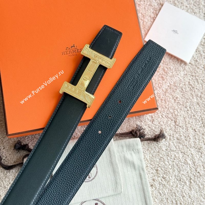 Hermes Mens Constance Touareg Reversible Leather Belt 3.8cm Black 2025 0617 (99-250617101)