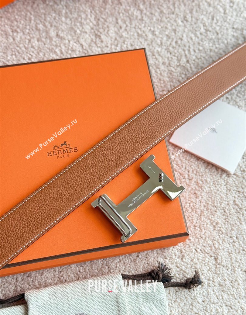 Hermes Mens Constance Touareg Reversible Leather Belt 3.8cm Brown 2025 0617 (99-250617103)