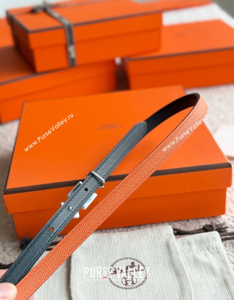 Hermes Womens Fibbia da Cintura 1925 Reversible Leather Belt 1.3cm Orange/White 2025 0617 (99-250617077)