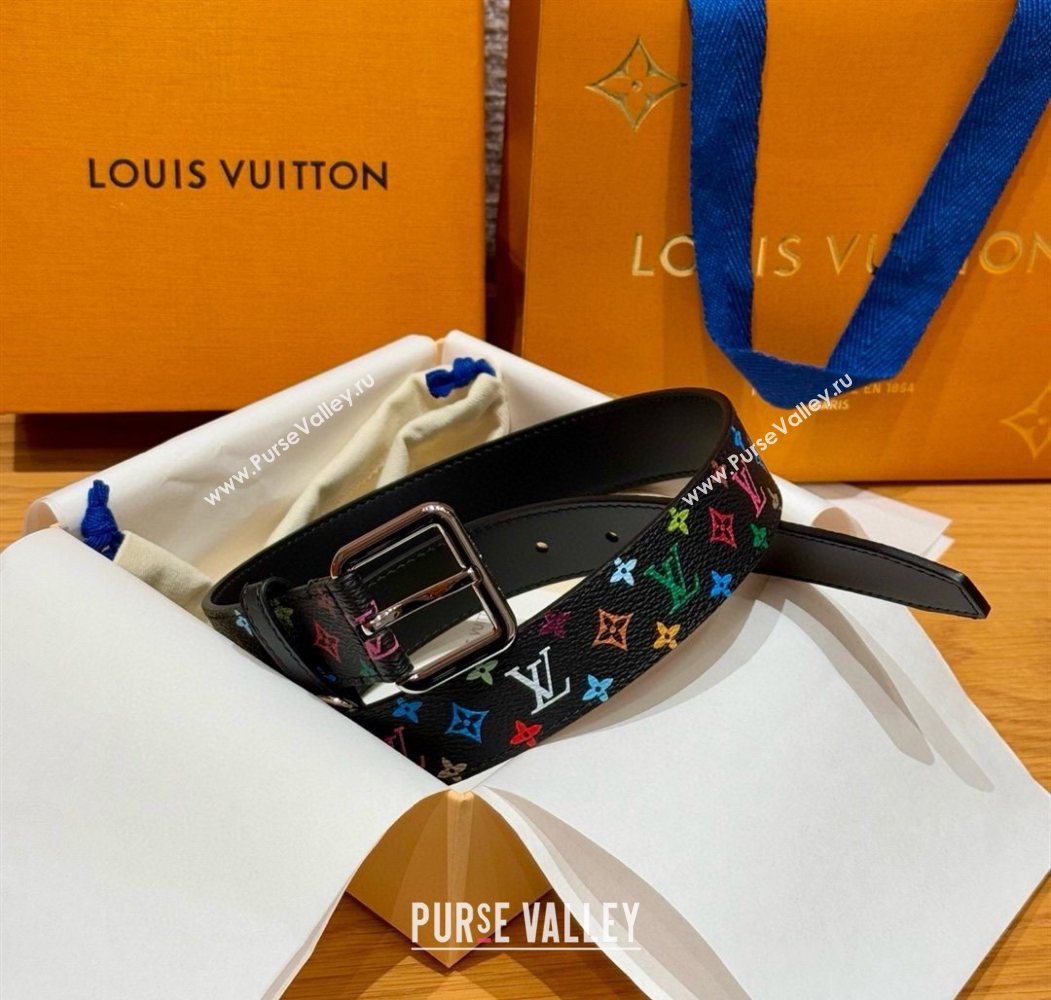 Louis Vuitton LV x TM Monogram Multicolored Belt 3cm Black 2025 0617 (99-250617156)