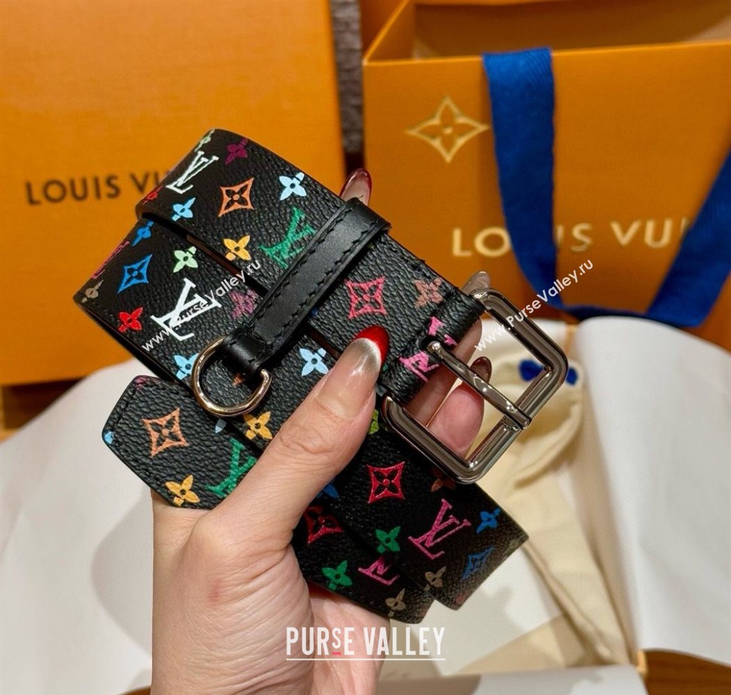 Louis Vuitton LV x TM Monogram Multicolored Belt 3cm Black 2025 0617 (99-250617156)