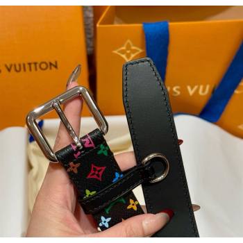 Louis Vuitton LV x TM Monogram Multicolored Belt 3cm Black 2025 0617 (99-250617156)
