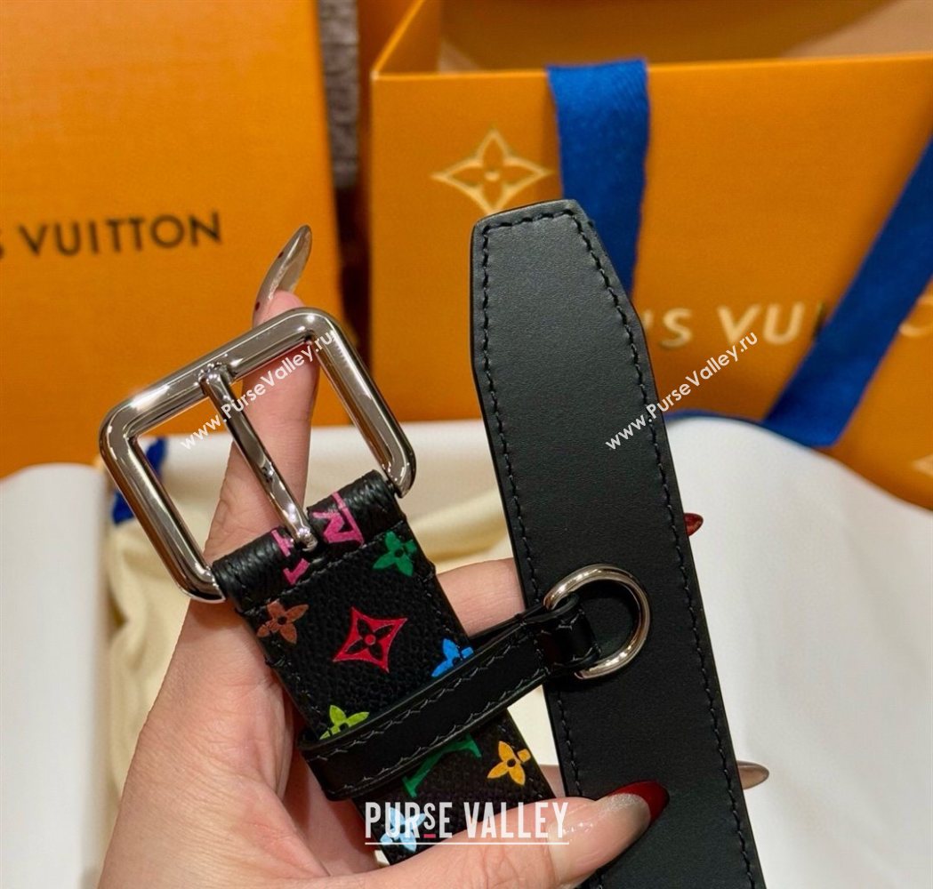 Louis Vuitton LV x TM Monogram Multicolored Belt 3cm Black 2025 0617 (99-250617156)