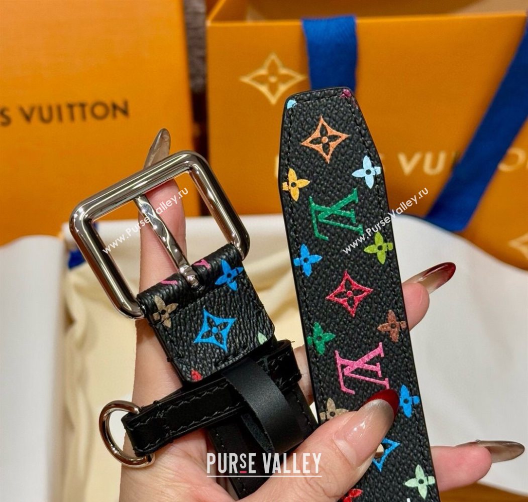 Louis Vuitton LV x TM Monogram Multicolored Belt 3cm Black 2025 0617 (99-250617156)