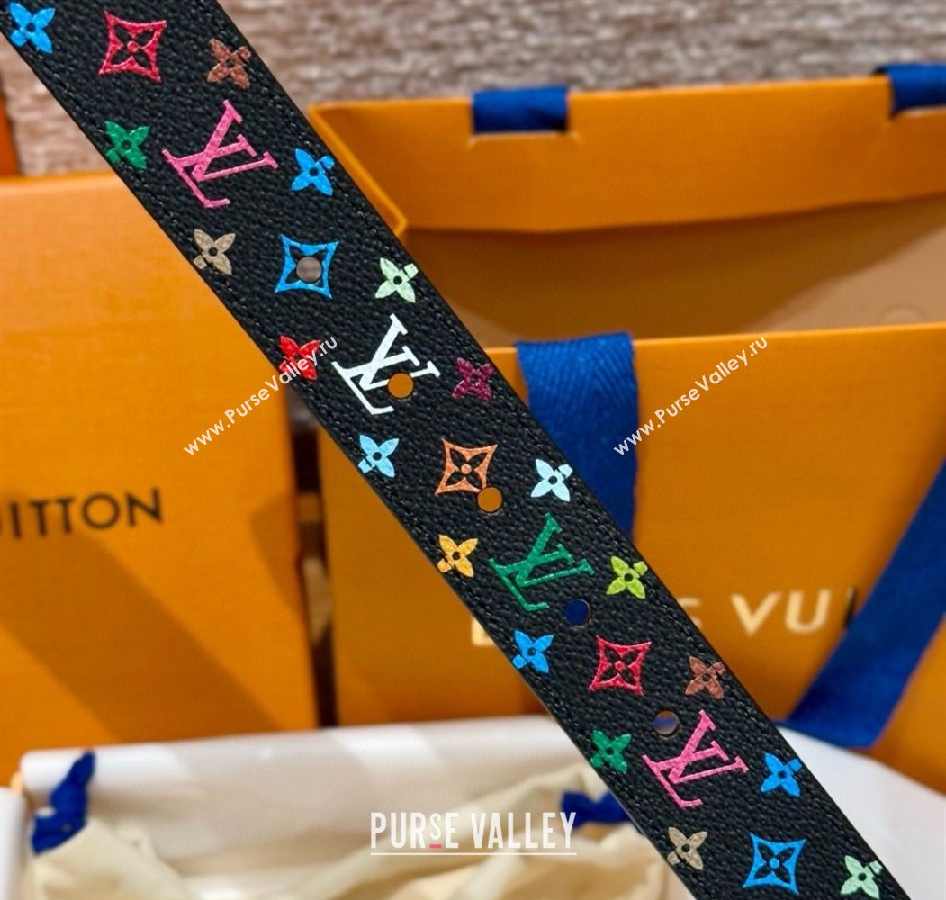 Louis Vuitton LV x TM Monogram Multicolored Belt 3cm Black 2025 0617 (99-250617156)