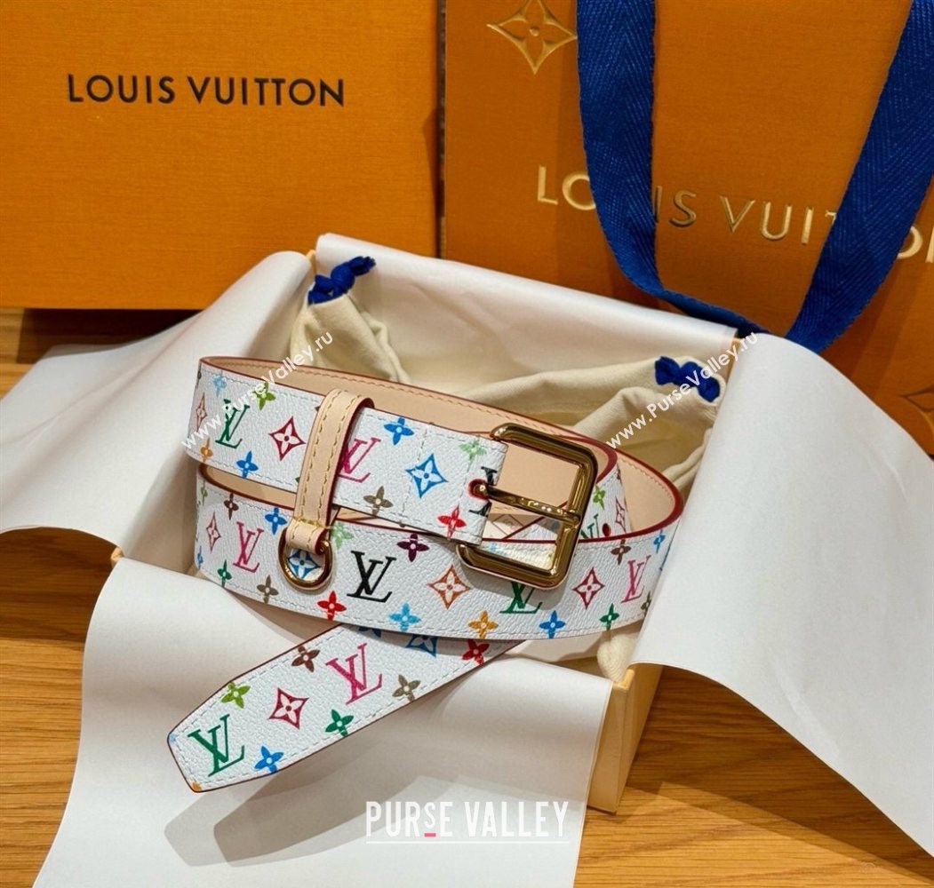 Louis Vuitton LV x TM Monogram Multicolored Belt 3cm White 2025 0617 (99-250617157)