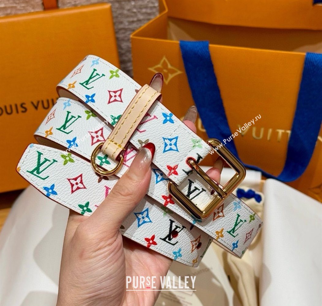 Louis Vuitton LV x TM Monogram Multicolored Belt 3cm White 2025 0617 (99-250617157)
