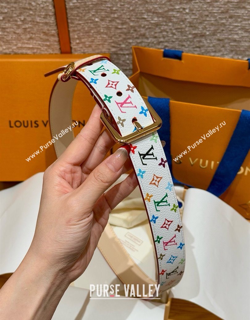 Louis Vuitton LV x TM Monogram Multicolored Belt 3cm White 2025 0617 (99-250617157)