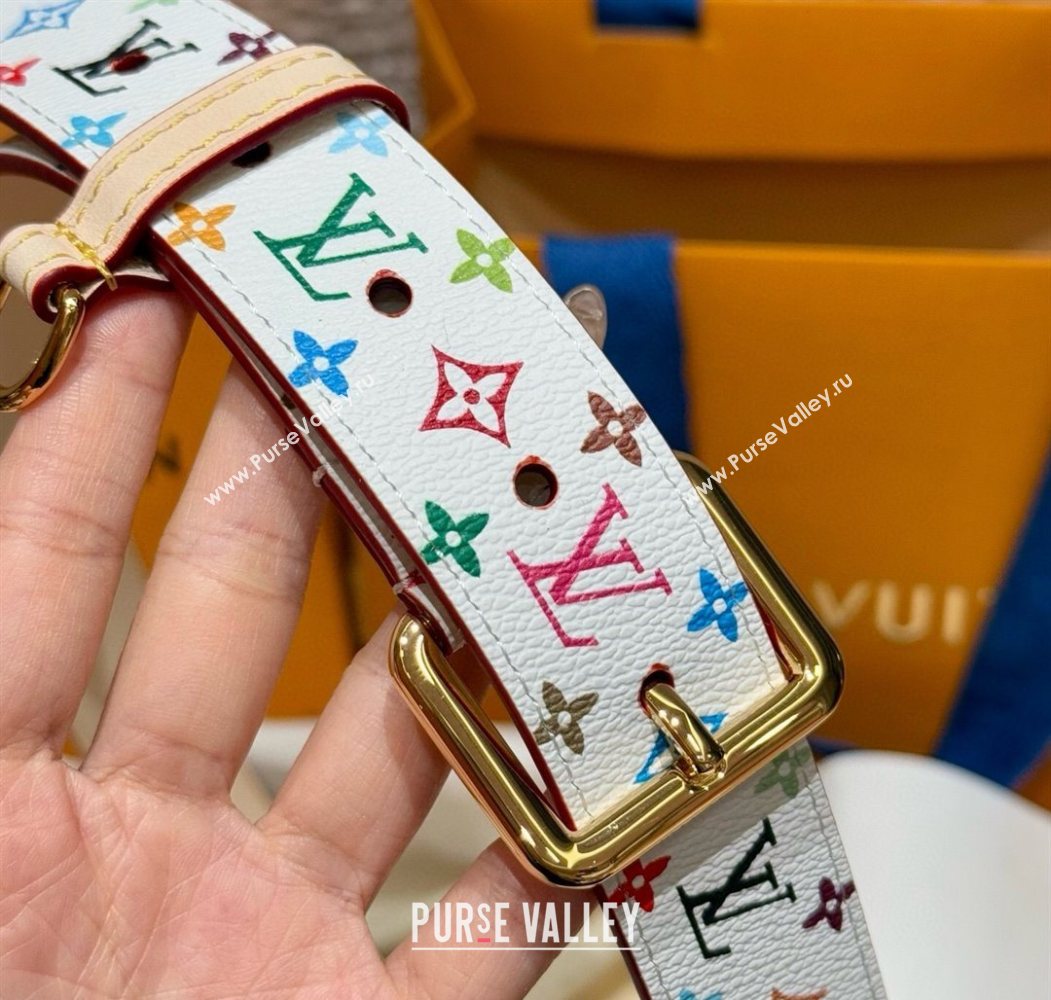 Louis Vuitton LV x TM Monogram Multicolored Belt 3cm White 2025 0617 (99-250617157)