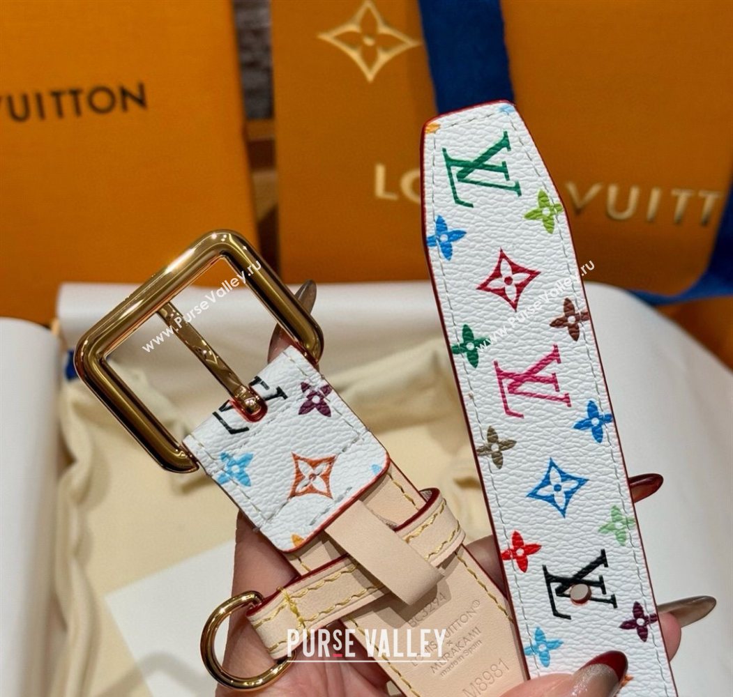 Louis Vuitton LV x TM Monogram Multicolored Belt 3cm White 2025 0617 (99-250617157)
