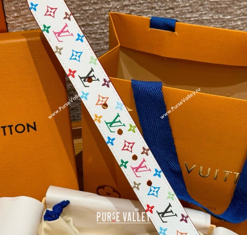Louis Vuitton LV x TM Monogram Multicolored Belt 3cm White 2025 0617 (99-250617157)