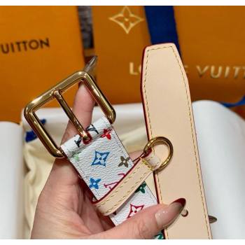 Louis Vuitton LV x TM Monogram Multicolored Belt 3cm White 2025 0617 (99-250617157)