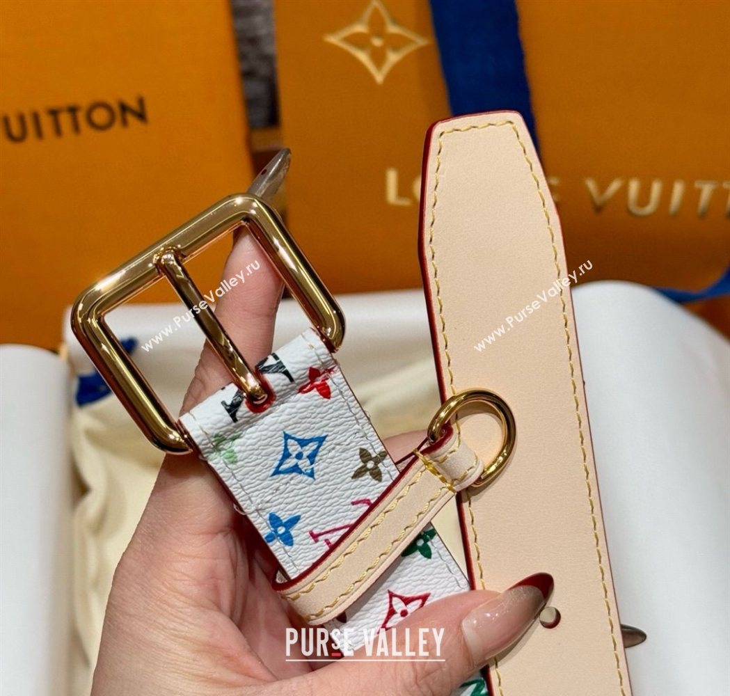 Louis Vuitton LV x TM Monogram Multicolored Belt 3cm White 2025 0617 (99-250617157)