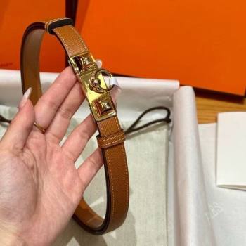 Hermes Womens Rivale Belt 1.8cm with Two Medor Studs and Ring Buckle Brown/Gold 2025 (99-250725031)