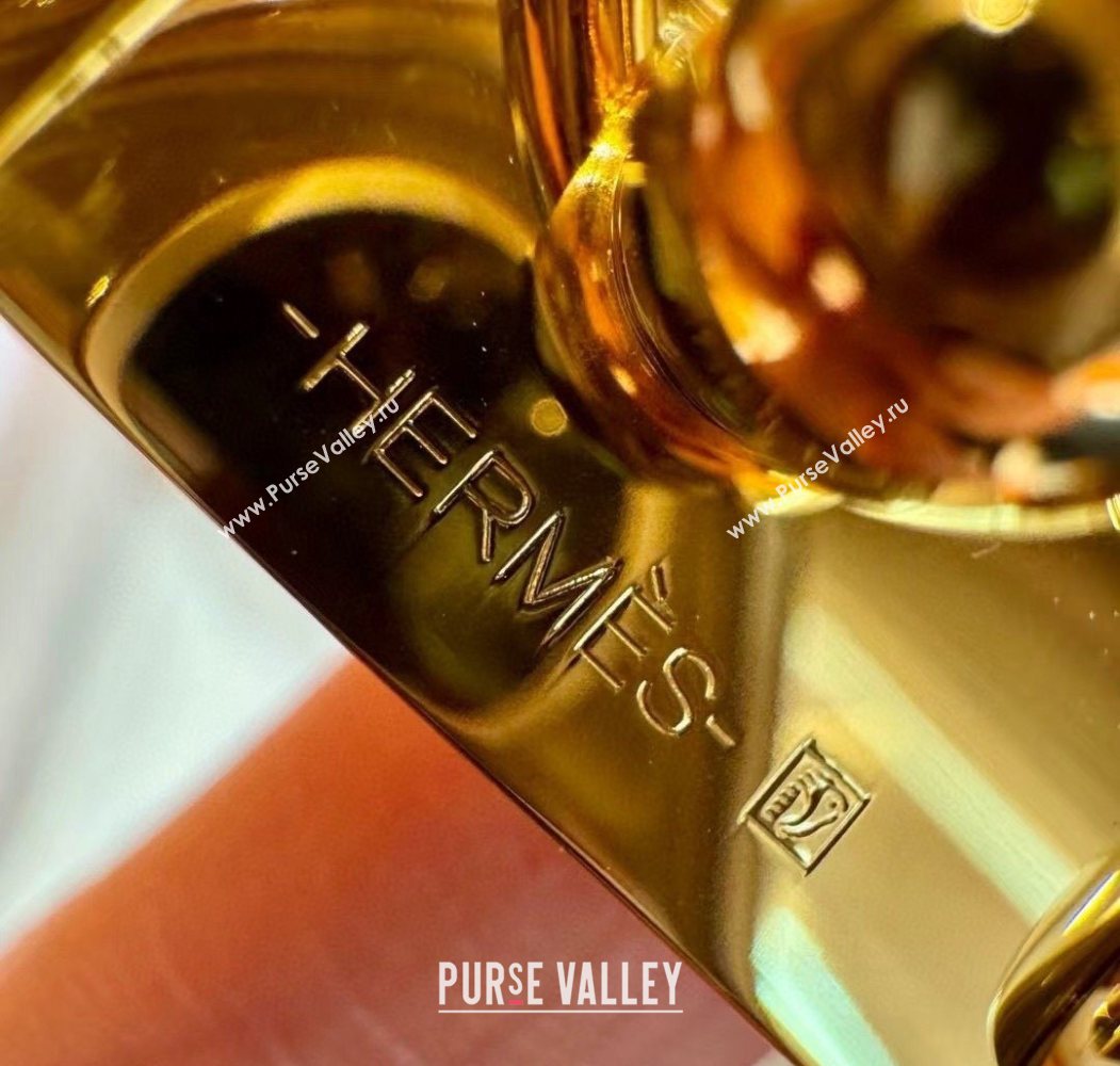 Hermes Womens Rivale Belt 1.8cm with Two Medor Studs and Ring Buckle Brown/Gold 2025 (99-250725031)