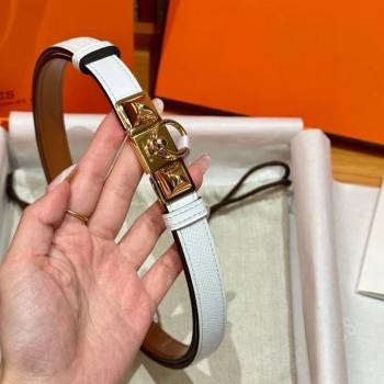 Hermes Womens Rivale Belt 1.8cm with Two Medor Studs and Ring Buckle White/Gold 2025 (99-250725032)
