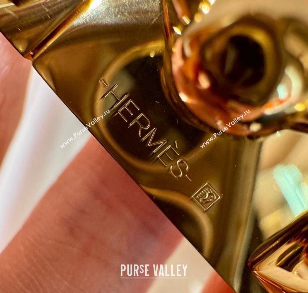 Hermes Womens Rivale Belt 1.8cm with Two Medor Studs and Ring Buckle White/Gold 2025 (99-250725032)