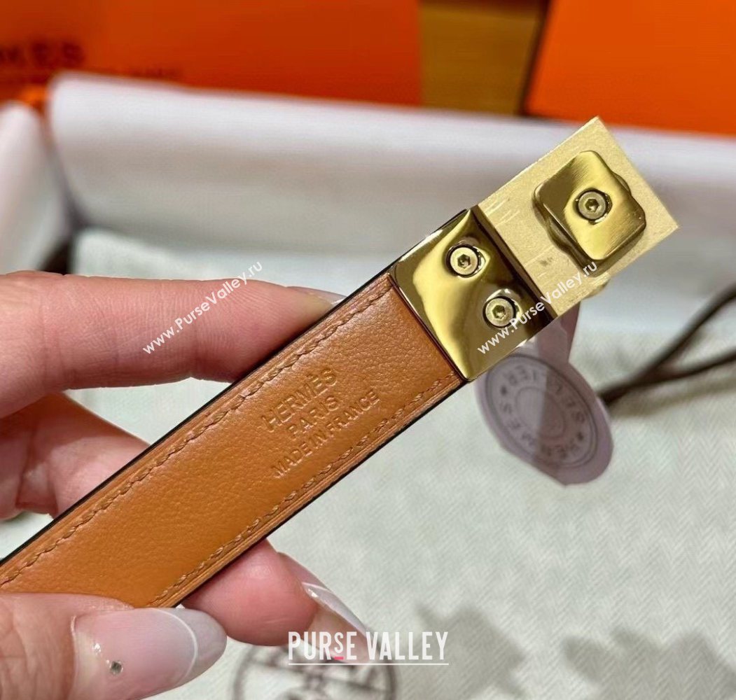 Hermes Womens Rivale Belt 1.8cm with Two Medor Studs and Ring Buckle White/Gold 2025 (99-250725032)