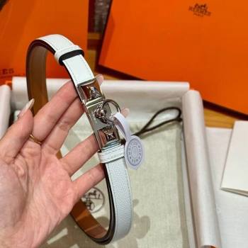 Hermes Womens Rivale Belt 1.8cm with Two Medor Studs and Ring Buckle White/Silver 2025 (99-250725033)