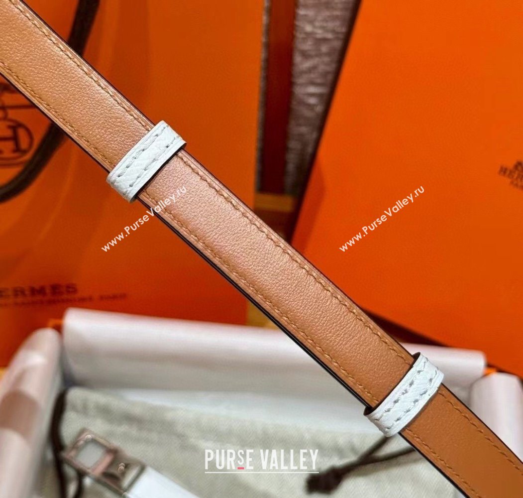 Hermes Womens Rivale Belt 1.8cm with Two Medor Studs and Ring Buckle White/Silver 2025 (99-250725033)