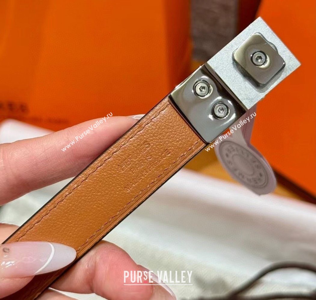 Hermes Womens Rivale Belt 1.8cm with Two Medor Studs and Ring Buckle White/Silver 2025 (99-250725033)