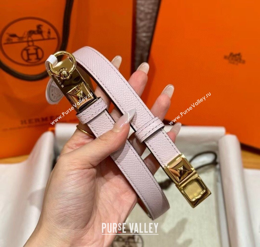 Hermes Womens Rivale Belt 1.8cm with Two Medor Studs and Ring Buckle Pink/Gold 2025 (99-250725034)