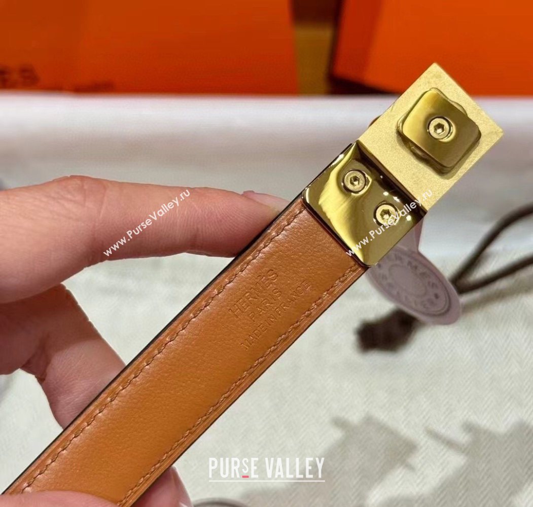 Hermes Womens Rivale Belt 1.8cm with Two Medor Studs and Ring Buckle Pink/Gold 2025 (99-250725034)