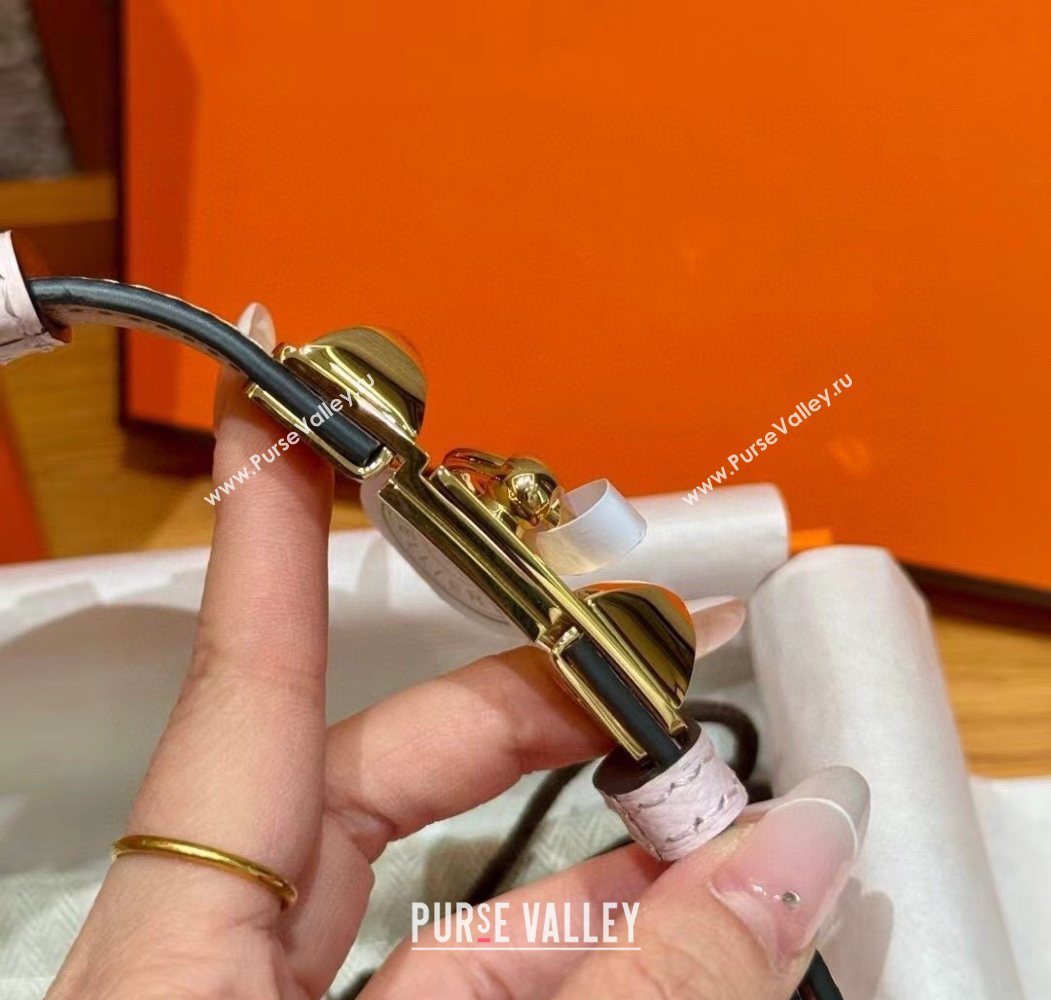 Hermes Womens Rivale Belt 1.8cm with Two Medor Studs and Ring Buckle Pink/Gold 2025 (99-250725034)