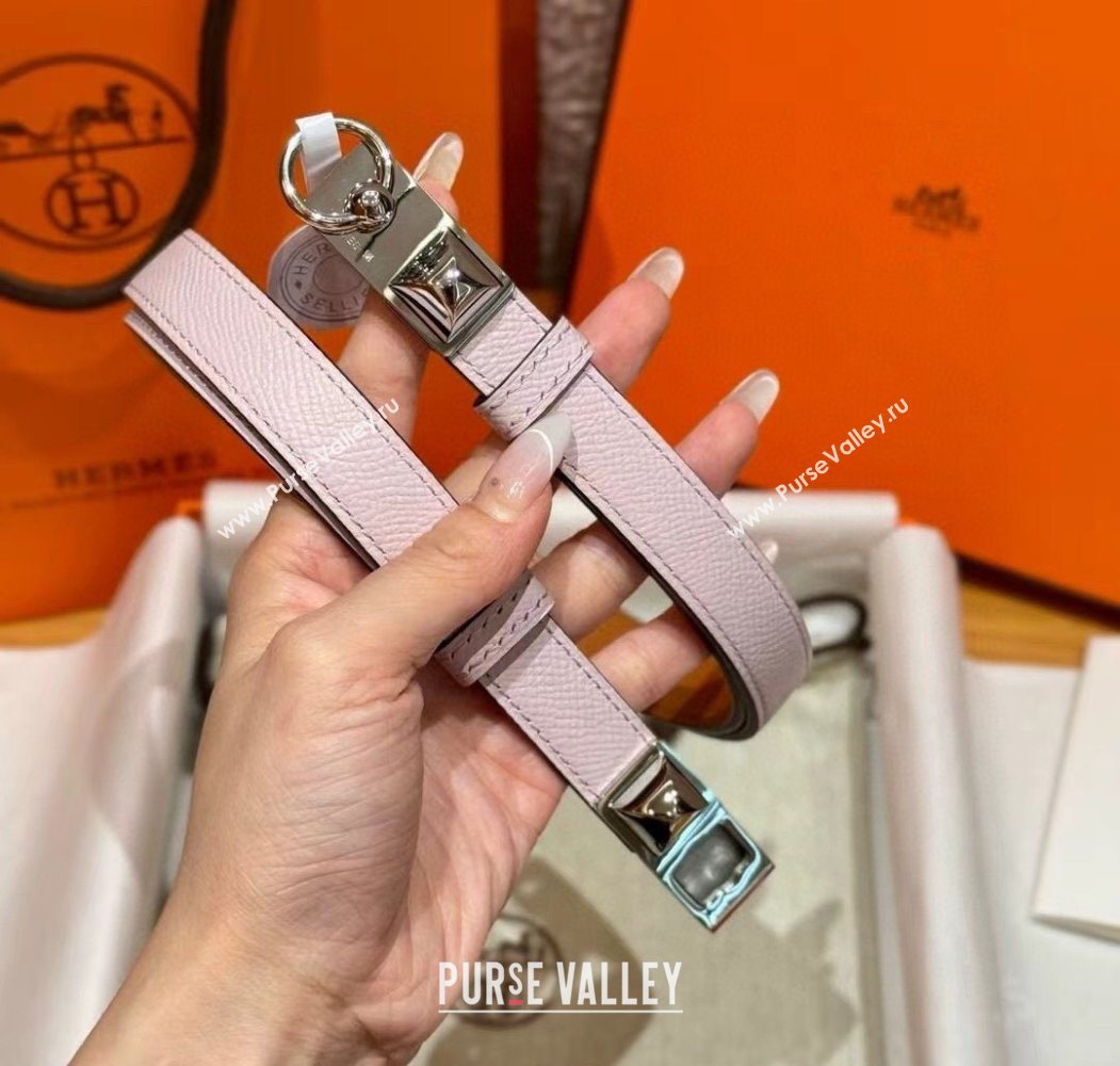 Hermes Womens Rivale Belt 1.8cm with Two Medor Studs and Ring Buckle Pink/Silver 2025 (99-250725035)