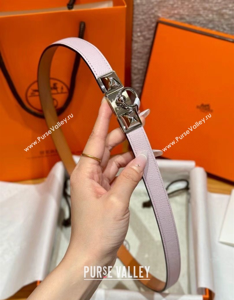 Hermes Womens Rivale Belt 1.8cm with Two Medor Studs and Ring Buckle Pink/Silver 2025 (99-250725035)